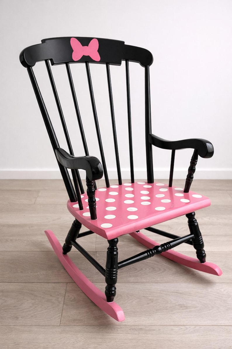 Hand-painted Minnie Mouse Rocking Chair – Personalized Child's Rocker ...