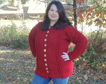 Crochet Sweater Pattern for Chilly Cables Coatigan ADULT sizes, Crochet Cardigan Pattern, Crochet Jacket Pattern