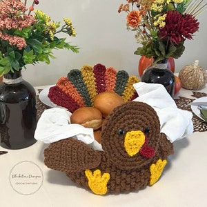 Crochet Pattern: Turkey Bread Basket, Crochet Basket Pattern, Crochet Pattern for Thanksgiving