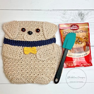 Crochet Pot Holder Pattern, Labrador Retriever Pot Holder, Puppy Dog Pot Holder, crochet pot holder pattern, crochet pot holder with pocket