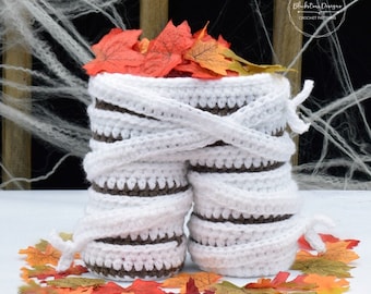 Crochet Pattern: Mummy Legs Gift Basket, Crochet Basket Pattern, Basket, Crochet Wine Basket, Halloween Trick or Treat Bag, Halloween Basket