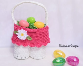 Crochet Basket Pattern, Honey Bunny Easter Basket, Tote, Wine, Egg Hunt, Easter eggs, Bunny Basket