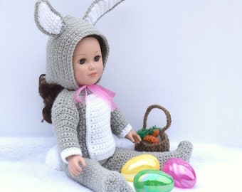 Crochet Pattern: Bunny Costume for Dolls, Crochet Doll Clothes Pattern, Easter, Easter Bunny, Rabbit, Doll Clothes, Dress Up, Crochet Rabbit