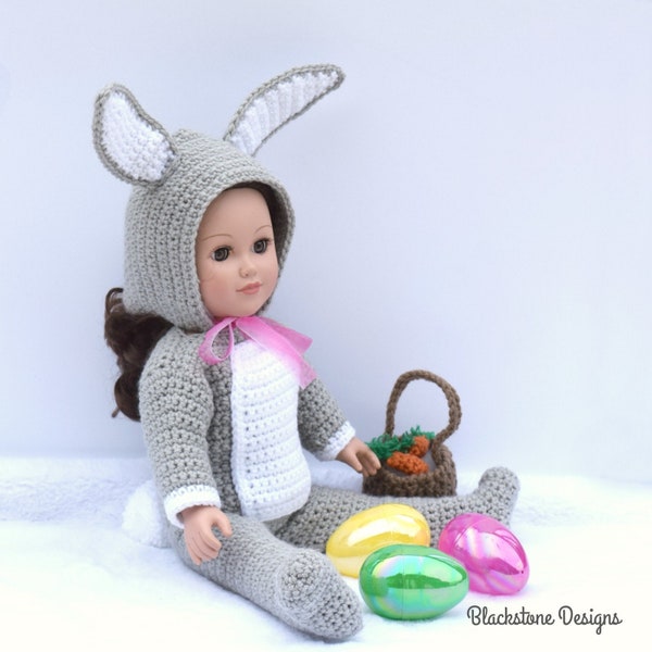 Crochet Pattern: Bunny Costume for Dolls, Crochet Doll Clothes Pattern, Easter, Easter Bunny, Rabbit, Doll Clothes, Dress Up, Crochet Rabbit