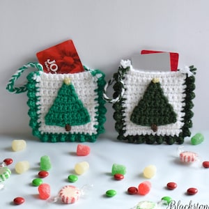 Crochet Pattern: Christmas Tree Treat Bags, Crochet Bag Pattern, Crochet Treat Bag, Classroom Gift, Teacher&#39;s Gift, Gift Card