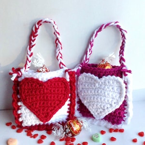 Crochet Pattern: Valentine's Day Treat Bags, Crochet Bag Pattern, Classroom Gift, Teacher's Gift, Wedding, Anniversary