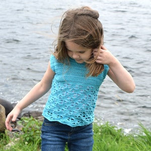 Crochet Pattern: Coastal Waves Top CHILD, Crochet Top Pattern, Spring, Summer, Fall, Crochet Fashion, White, Lacy, Lightweight, Cotton