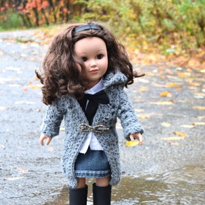 Crochet Pattern: Bayberry Cardigan DOLL, Crochet Doll Clothes, 18&quot; Doll Clothes, Doll Sweater Pattern, Doll Cardigan Pattern