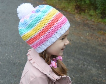 Crochet Pattern: Color Block Hat, Crochet Hat Pattern, Crochet Hat, Winter Hat, Striped Hat, Crochet Slouch, Crochet Beanie, Crochet Toque