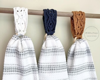 Crochet Towel Holder Pattern, Bavarian Stitch Towel Hangers, Crochet Bavarian Stitch, Mock Macrame Towel Hangers, Textured Crochet Pattern