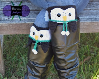 Crochet Boot Cuffs Pattern, Peeping Penguin Boot Cuffs, Crochet Penguin, Penguin Gifts, Penguin Accessories, Penguin Patterns