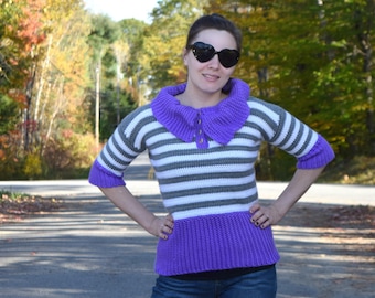 Crochet Sweater Pattern for Lost in Paris Sweater ADULT sizes, crochet pullover pattern, Sweater Crochet Pattern for Adults