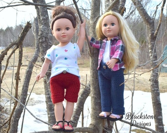 Crochet Doll Clothes Pattern, Cuffed Doll Bottoms, 18" Doll Clothes Crochet Pattern, Pants Crochet Pattern for Dolls, Crochet for Dolls