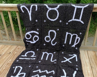 Crochet Blanket Pattern, Astrology Afghan, Crochet Blanket Pattern, Crochet Afghan Pattern, Zodiac Crochet Pattern, Crochet Astrology