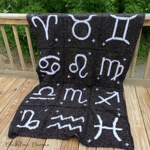 Crochet Blanket Pattern, Astrology Afghan, Crochet Blanket Pattern, Crochet Afghan Pattern, Zodiac Crochet Pattern, Crochet Astrology