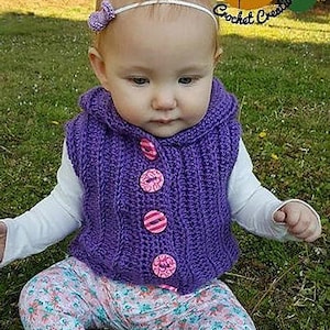 Crochet Vest Pattern, Sunkissed Hooded Vest BABY, Crochet Hooded Vest Pattern, Crochet Baby Vest Pattern, Crochet Baby Garment Patterns