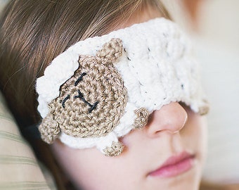Crochet Eye Mask Pattern, Counting Sheep Sleep Mask, Eye mask for restful sleep, crochet sheep patterns