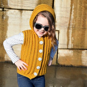 Crochet Vest Pattern, Sunkissed Hooded Vest CHILD, Ribbed Vest Crochet Pattern, Child Vest Crochet Pattern, Girl Fall Crochet Patterns