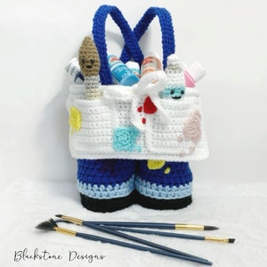 Crochet Pattern: Artist Overalls Gift Basket, Crochet Basket Pattern, Crochet Gift Basket, Crochet Tote Bag, Crochet Gift for Artist,