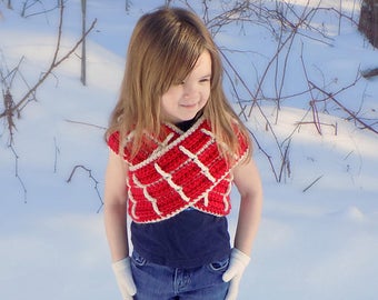 Crochet Sweater Vest Pattern, Crossover Vest CHILD size crochet pattern, Crochet sweater for children, Knit Look crochet, crochet plaid