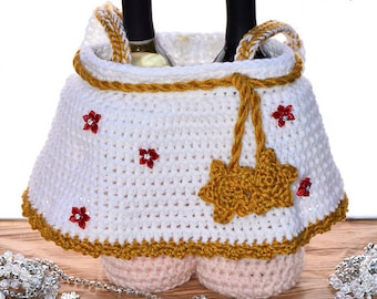 Crochet Pattern: Angel Legs Gift Basket, Crochet Basket Pattern Christmas, Tote, Wine, Holiday Party, Hostess, Christmas Eve, Coffee