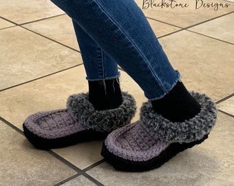 Crochet Slippers Pattern for Fireside Slippers ADULT, Easy Crochet Slippers, Quick Crochet Slippers Pattern