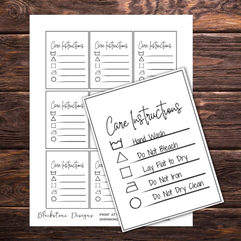 Printable Laundry Tags Laundry Care Tags for Handmade Items - Etsy