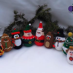 Crochet Pattern: Christmas Eggles, Crochet Decor Pattern, Santa, Elf, Reindeer, Gingerbread Man, Penguin, Tree, Angel, Nutcracker, Snowman