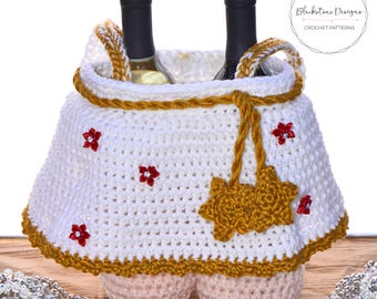 Crochet Pattern: Christmas Angel Gift Basket, Crochet Basket Pattern Christmas, Wine Tote, Holiday Party, Hostess, Christmas Eve, Coffee