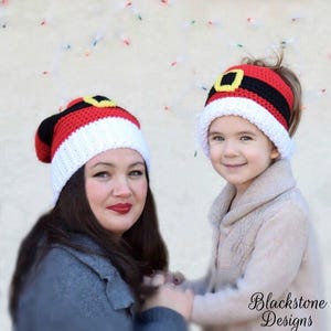 Crochet Santa Pattern, Santa Slouch, Crochet Santa Hat, Crochet Messy Bun Hat, Crochet Adjustable Hat, Crochet Slouch, Santa Slouch Toque