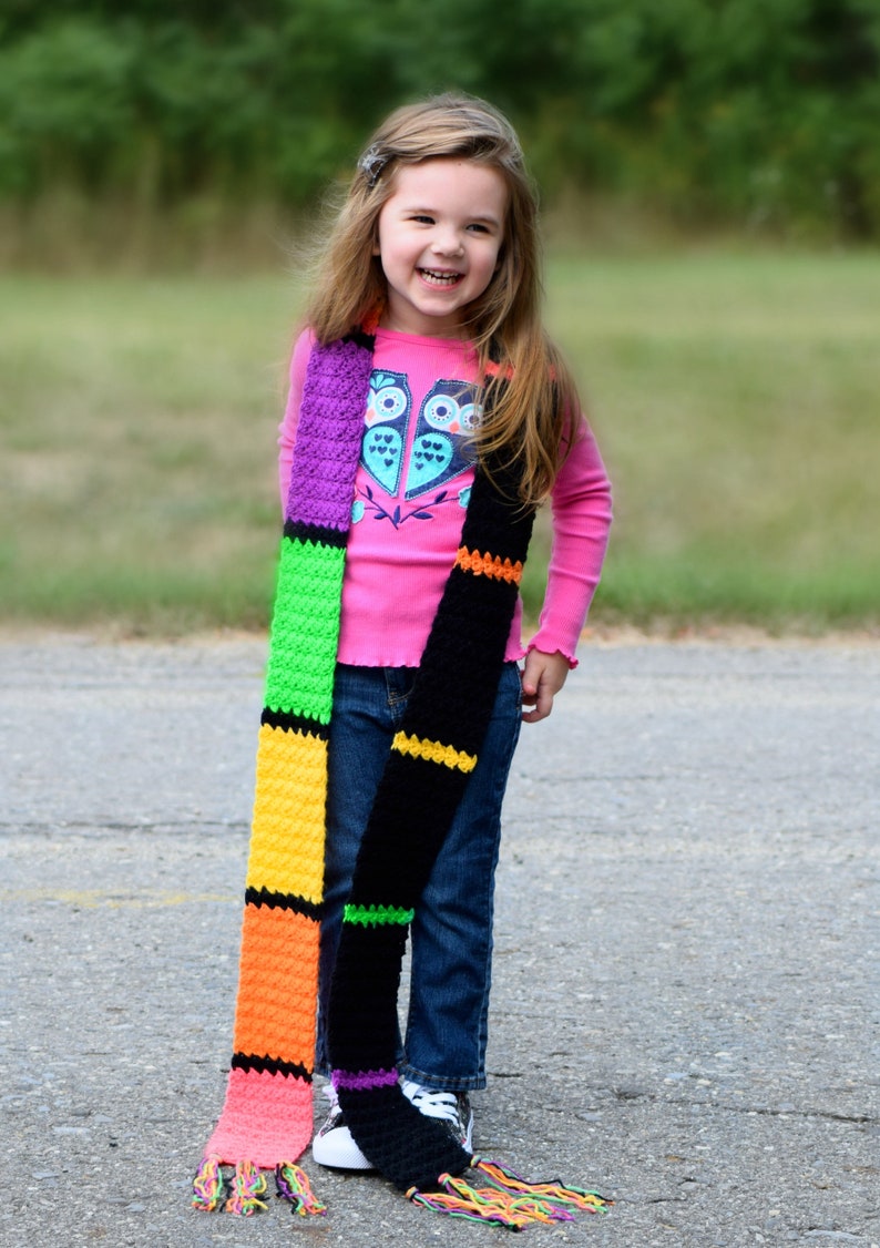 Crochet Scarf Pattern, Lorelai Scarf, Gilmore Girls Inspired, Long Scarf, Oversized Scarf, Colorful Scarf , Striped Scarf image 3