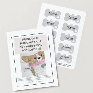 Printable Gift Tags, Dog Bone Shaped Tags, Gift Tags for Puppy Dog Pot Holders, Handmade with Love Tags, To and From Tags
