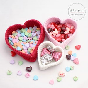 Crochet Patterns: Heart Nesting Baskets, Crochet Basket Pattern, Crochet Valentine Gift, Valentine Decor, Crochet Decorations, Candy Baskets