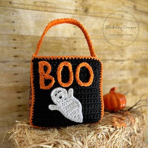 Crochet Bag Pattern, Halloween Treats Tote, Crochet Halloween Tote, Crochet Trick or Treat Bag, Crochet for Halloween, Crochet Pumpkin