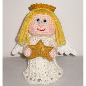 Crochet Pattern: Angel Tree Topper, Stuffed Christmas Decor, Christmas Characters, Decorations to Make, Angel with Star