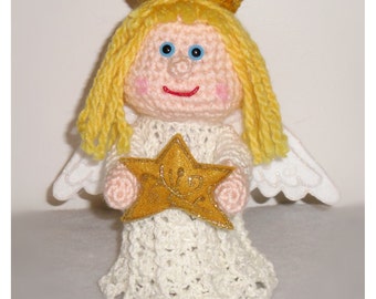 Crochet Pattern: Angel Tree Topper, Stuffed Christmas Decor, Christmas Characters, Decorations to Make, Angel with Star