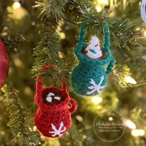 Crochet Ornament Pattern, Hot Cocoa Ornament Crochet Pattern, Crochet Christmas Ornament Pattern, Hot Cocoa Crochet Pattern