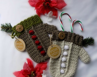Crochet Mitten Pattern, Mitten Gift Holder, Christmas Gifts, Holiday Gifts, Gift Wrap, Last Minute Gift, Secret Santa Gift, Teachers Gifts