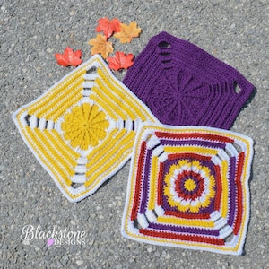 Crochet Pattern: Botanical Garden Square, Crochet Square Pattern, Crochet Afghan Square Pattern, 12&quot; Afghan Square, Blanket, Granny Square