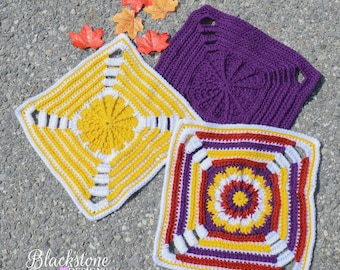 Crochet Pattern: Botanical Garden Square, Crochet Square Pattern, Crochet Afghan Square Pattern, 12" Afghan Square, Blanket, Granny Square