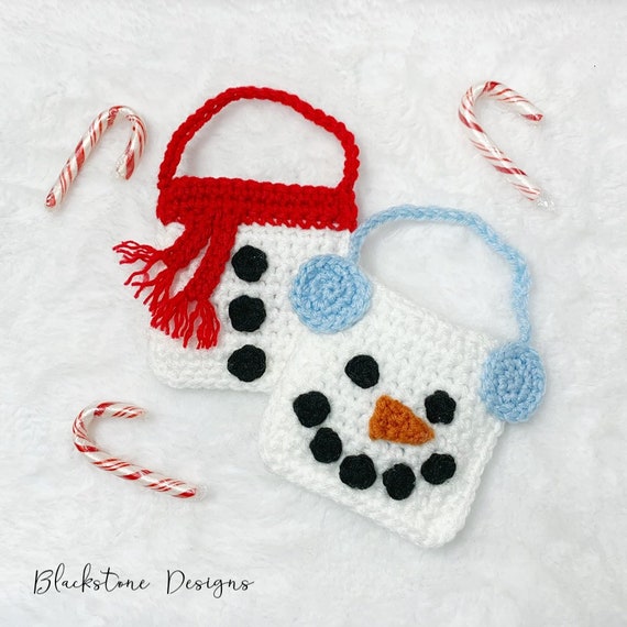 Crochet Bag Pattern, Snowman Treat Bag, Crochet Christmas Gift, Crochet Gift Ideas for Christmas, Crochet Snowman, Snowman Gifts
