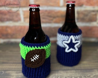 Crochet Bottle Cozy, Team Pride Drink Cozy Crochet Pattern, Crochet Can Cozy