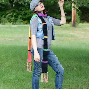 Crochet Scarf Pattern, Lorelai Scarf, Gilmore Girls Inspired, Long Scarf, Oversized Scarf, Colorful Scarf , Striped Scarf image 4