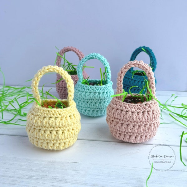 Crochet Basket Pattern, Mini Crochet Treat Baskets, Mini Easter Basket Crochet Pattern