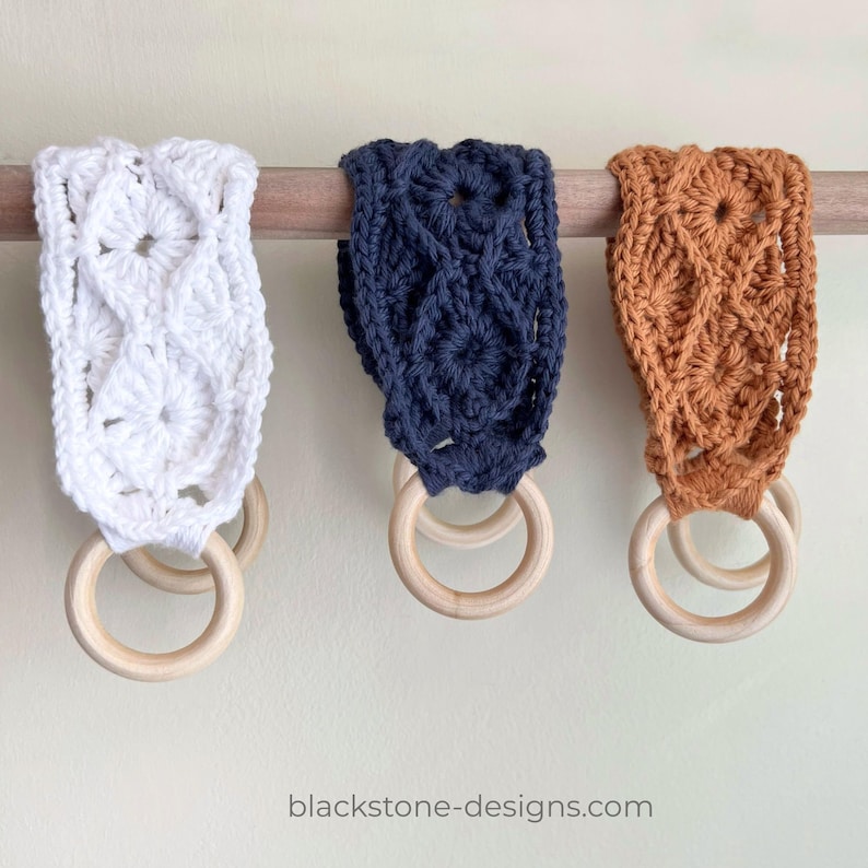 Crochet Towel Holder Pattern, Bavarian Stitch Towel Hangers, Crochet Bavarian Stitch, Mock Macrame Towel Hangers, Textured Crochet Pattern image 2