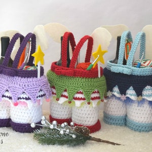 Crochet Pattern: Christmas Fairy Gift Basket, Crochet Basket Pattern, Christmas, Tote, Wine, Holiday Party, Hot Cocoa, Christmas Eve, Coffee