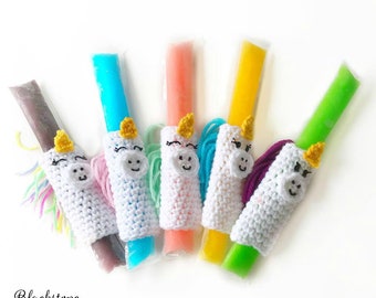 Crochet Pattern: Unicorn Ice Pop Holders, Crochet Popsicle Sleeve Pattern, Unicorn Popsicle Holder, Freezie Covers