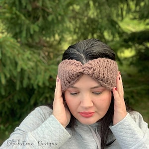 Crochet Pattern: Tunisian Twisted Front Earwarmer,  Tunisian Crochet Headwrap Pattern, Tunisian Headband Pattern