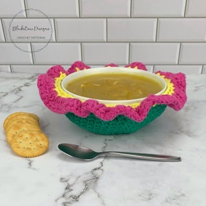 Crochet Bowl Cozy Pattern, Flower Soup Bowl Cozy PDF crochet pattern,  Soup, Stew, Chowder, Oatmeal, Ice Cream, Bowl Cover, Bowl Insulator