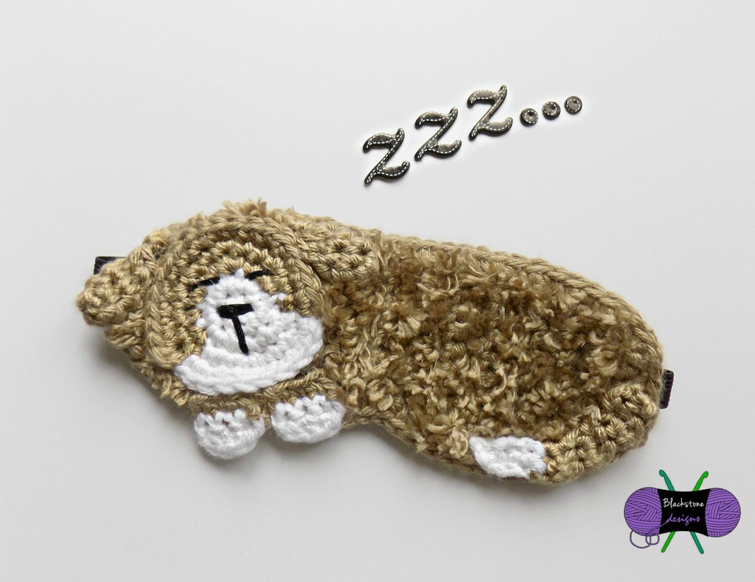 Crochet Eye Mask Pattern, Dog Tired Sleep Mask, Crochet Pattern for